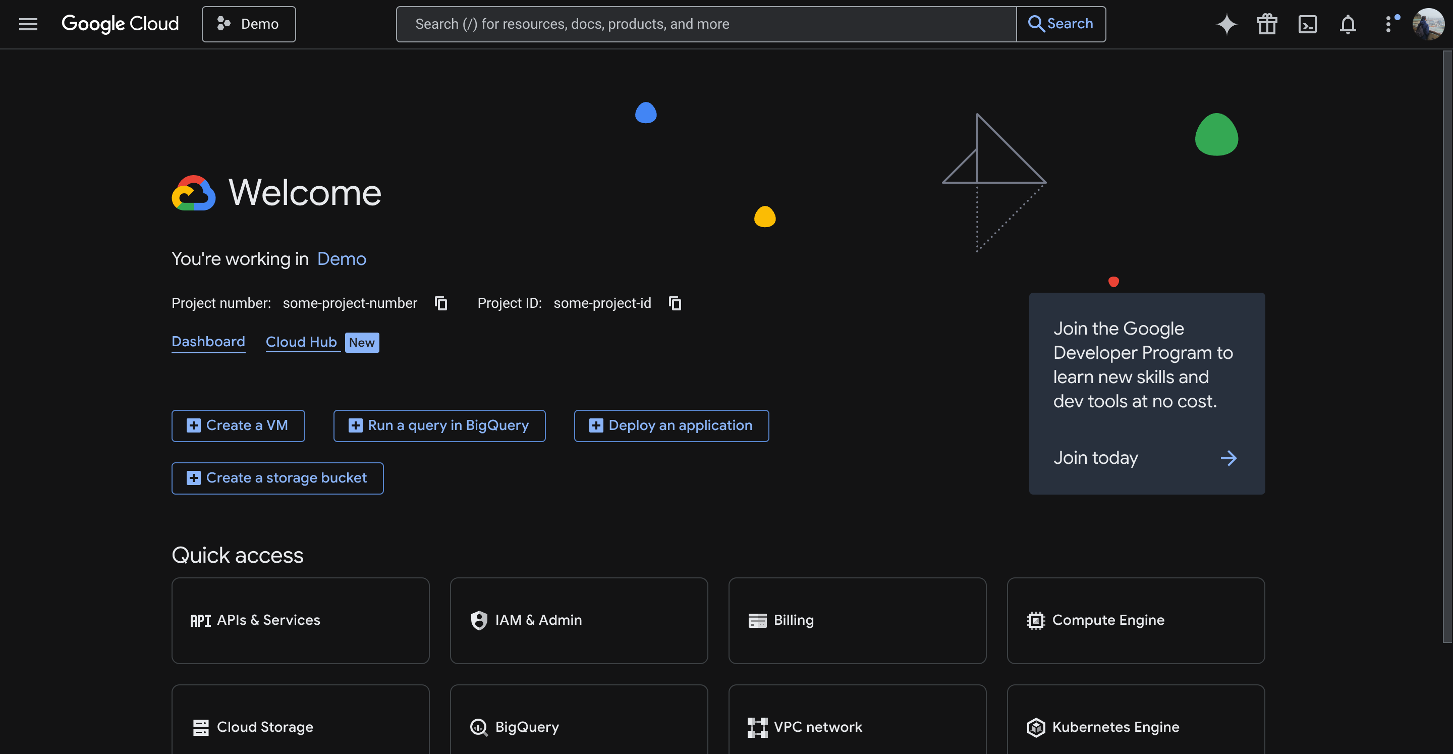 Google Cloud Console Home