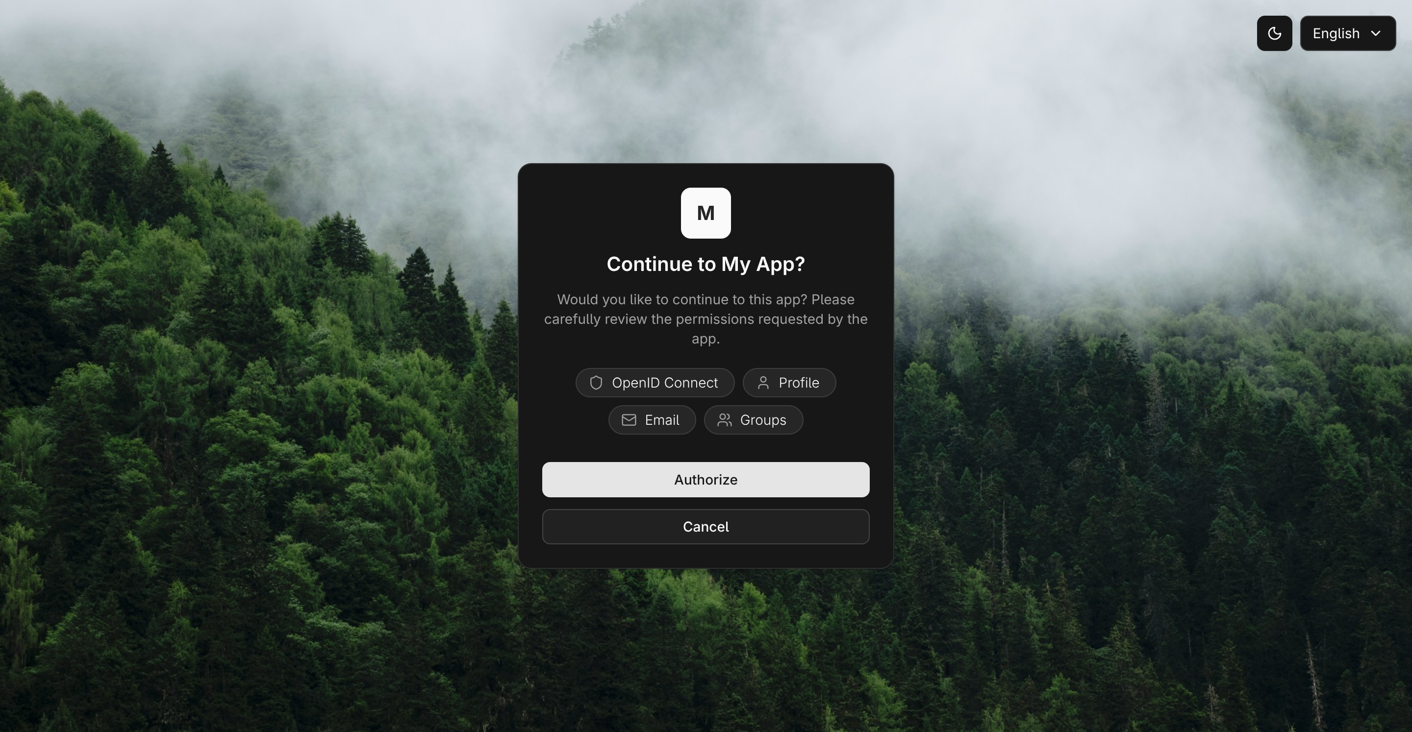 Tinyauth Authorize Screen